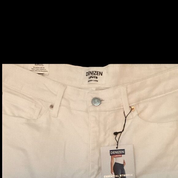 Levi’s Denizen White Denim Mid Rise Capri Stretch Jeans Size 16 W33 NEW - Picture 2 of 8